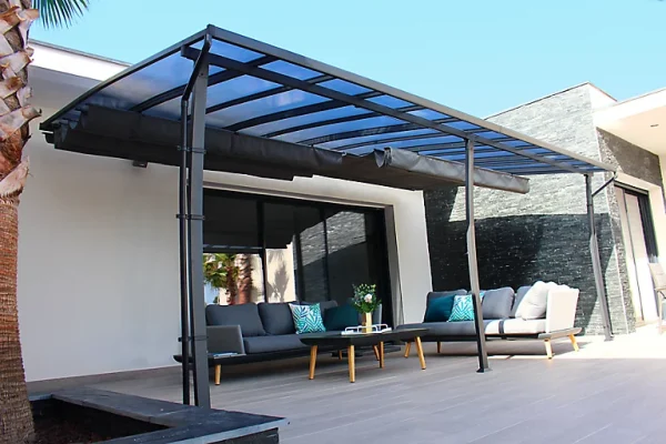 prix de gros Castorama Pergola Adossée Fixe Acier Et Aluminium Stockholm 3,5 X 6 M 1