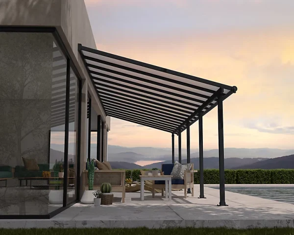 grande popularité Castorama Pergola Adossée Fixe Aluminium Canopia By Palram Olympia Gris 3 X 9,15 M 1