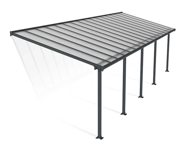 Pas Cher soldes France Castorama Pergola Adossée Fixe Aluminium Canopia By Palram Olympia Gris 3 X 9,71 M 1