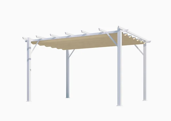 bas prix Castorama Pergola Autoportante Manuelle Aluminium Habrita PER4030WE Blanc Et écru 4 X 3 M 1