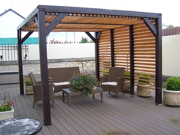 Castorama Pergola Auvent Autoportant Manuel Bois Veneto Habrita VT3431 3,40 X 3,12 M boutique pas cher 1