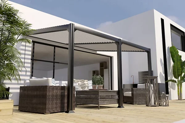 Castorama Pergola Bioclimatique Adossée Manuelle Aluminium Melbourne 4 X 3 M vente pas cher 1