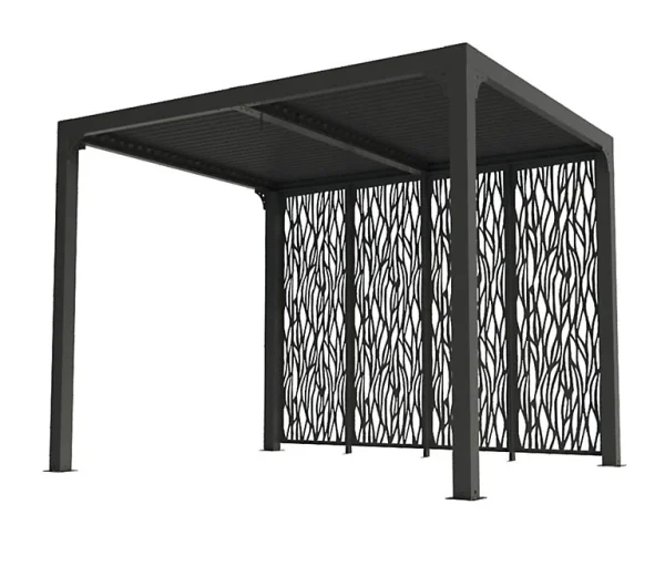 Prestation Et Rapide Castorama Pergola Bioclimatique Autoportante Manuelle Aluminium Habrita PER3630MBI Gris 2,40 X 3 M Avec 1 Côté Moucharabieh 4 Gris 1