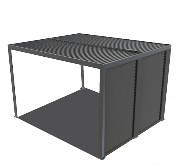 Castorama Pergola Bioclimatique Autoportante Manuelle Aluminium Habrita PER3630VBI Gris 3,60 X 3 M Avec 1 Côté Ventelles Gris marques pas cher 1