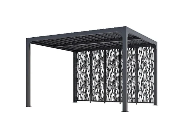 De Qualité Castorama Pergola Bioclimatique Autoportante Manuelle Aluminium Habrita PER36M30BI Gris 3,60 X 3 M Avec 1 Côté Moucharabieh 5 Gris 1