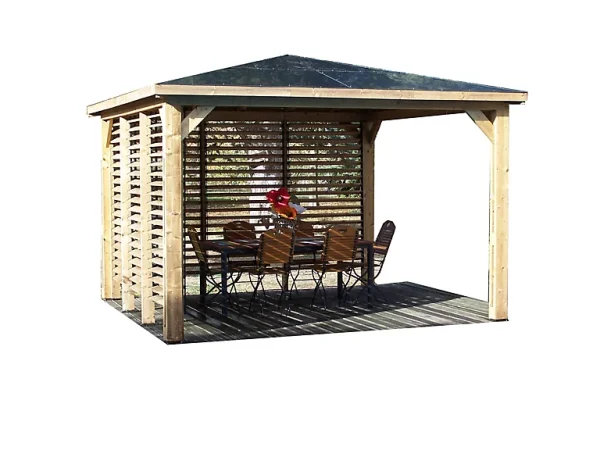 Castorama Pool House Manuel Bois Habrita THB 3535.VV 3,79 X 3,79 M Avec 2 Parois Ventelle outlet soldes 1