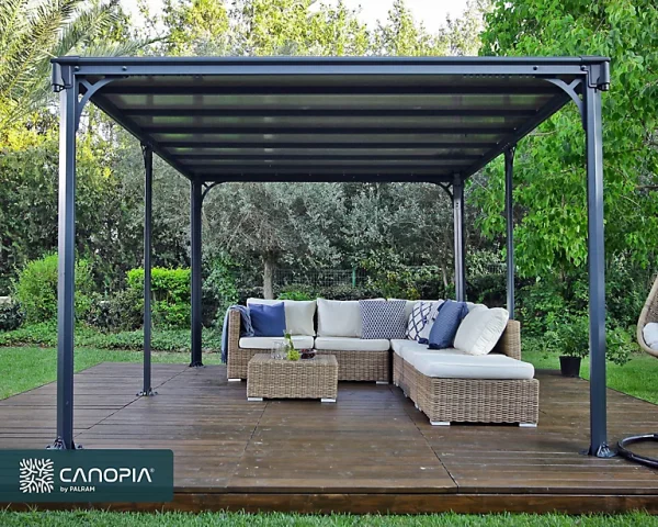 en ligne Castorama Tonnelle Aluminium Et Toit Polycarbonate Canopia By Palram Milano 3 X 4,3 M 1